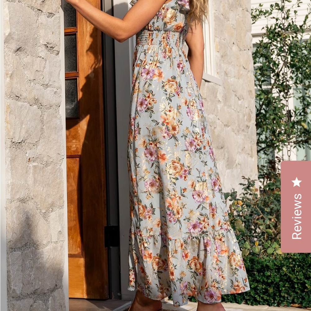 COPY - Baltic Born Kearny Gold and Blue Ruffled Maxi Sundress